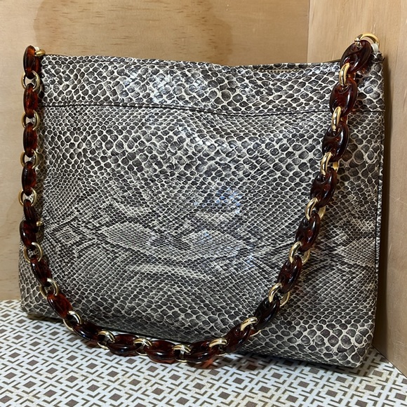 Vintage Walborg Embossed Faux Snakeskin Lucite Chain Style Handle - Picture 3 of 9